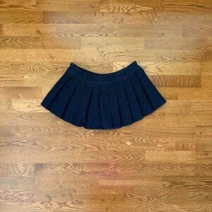 edikted stitched up mini denim skirt pleated jean dark navy blue women m micro